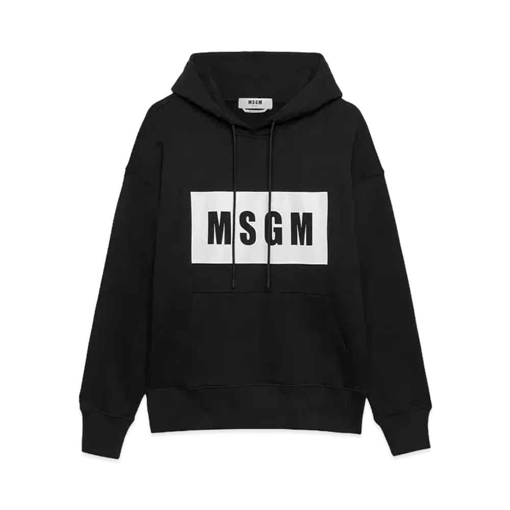 MSGM Cotton Sweatshirt With Graphic Box Logo "Black"