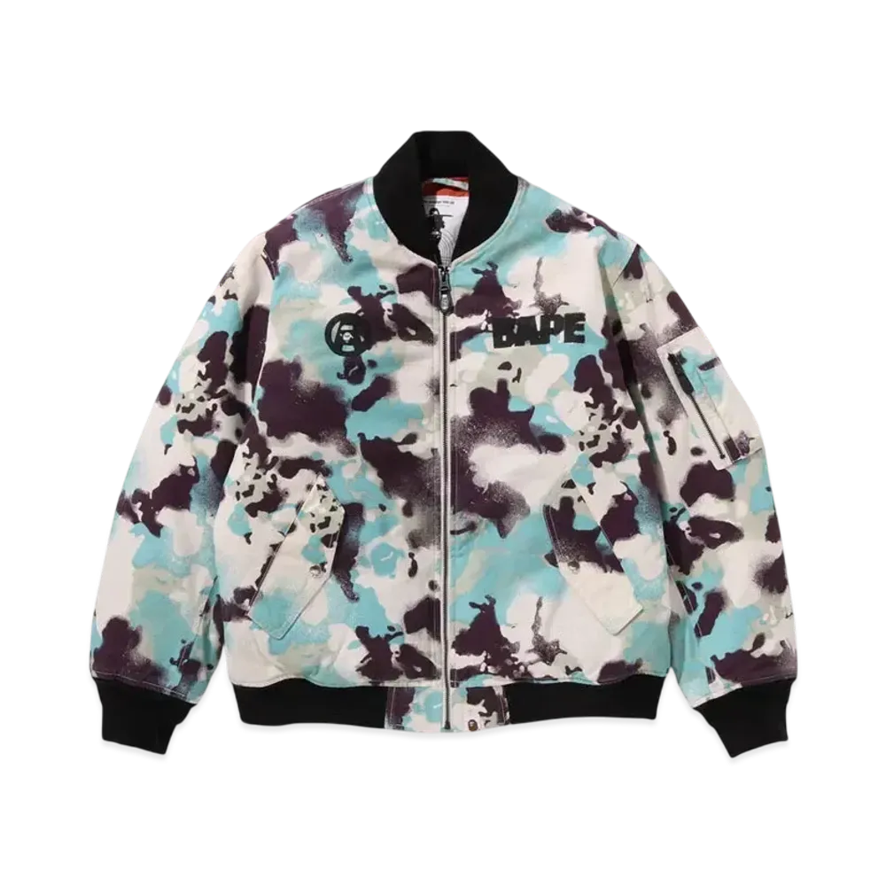 A BATHING APE Map Camo Bomber Jacket "Multi"