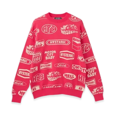 HYSTERIC GLAMOUR Classic Hys Pattern Sweater "Pink"