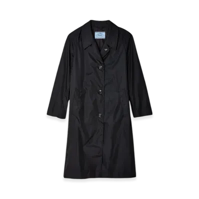 PRADA Women's Re-Nylon Single-Breasted Midi Coat "Black"