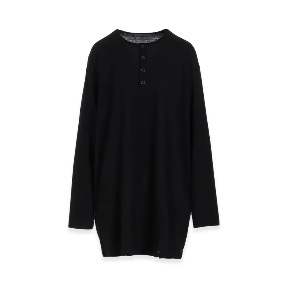 Yohji Yamamoto POUR HOMME Ly/C MVS Spiral Henry Neck LS T "Black"