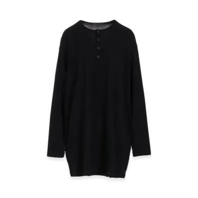 Yohji Yamamoto POUR HOMME Ly/C MVS Spiral Henry Neck LS T "Black"