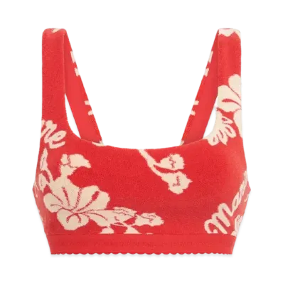 Marine Serre Jersey Jacquard Towelling Bra "Red"