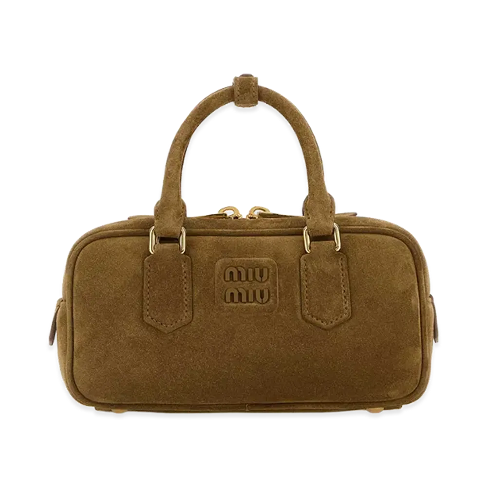 MIU MIU Women's Biscuit Suede Arcadie Handbag "Green"