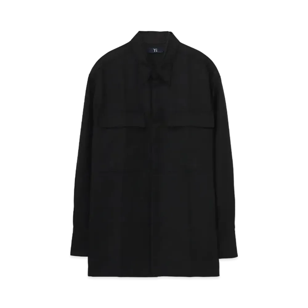Yohji Yamamoto Y's WOOL HARD SERGE SHORT SLEEVE DOUBLE SHIRT "Black"