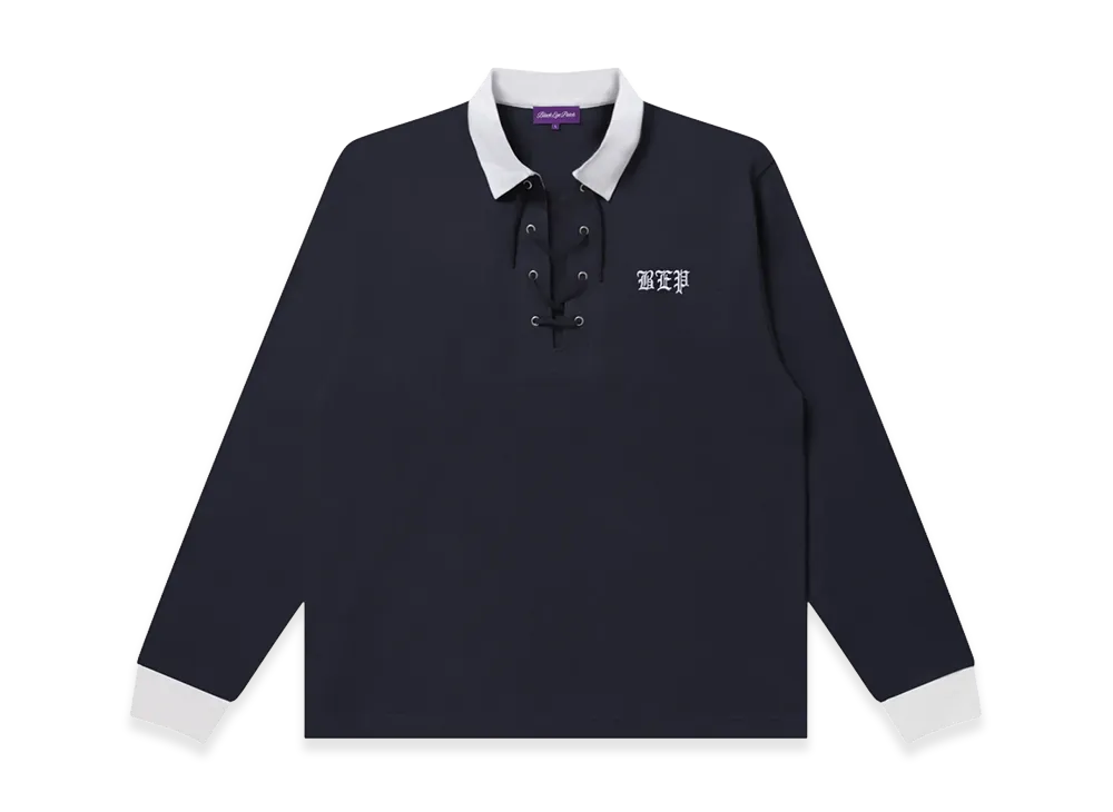 BlackEyePatch OE Japan Flag Lace Up Polo "Navy"
