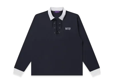 BlackEyePatch OE Japan Flag Lace Up Polo "Navy"
