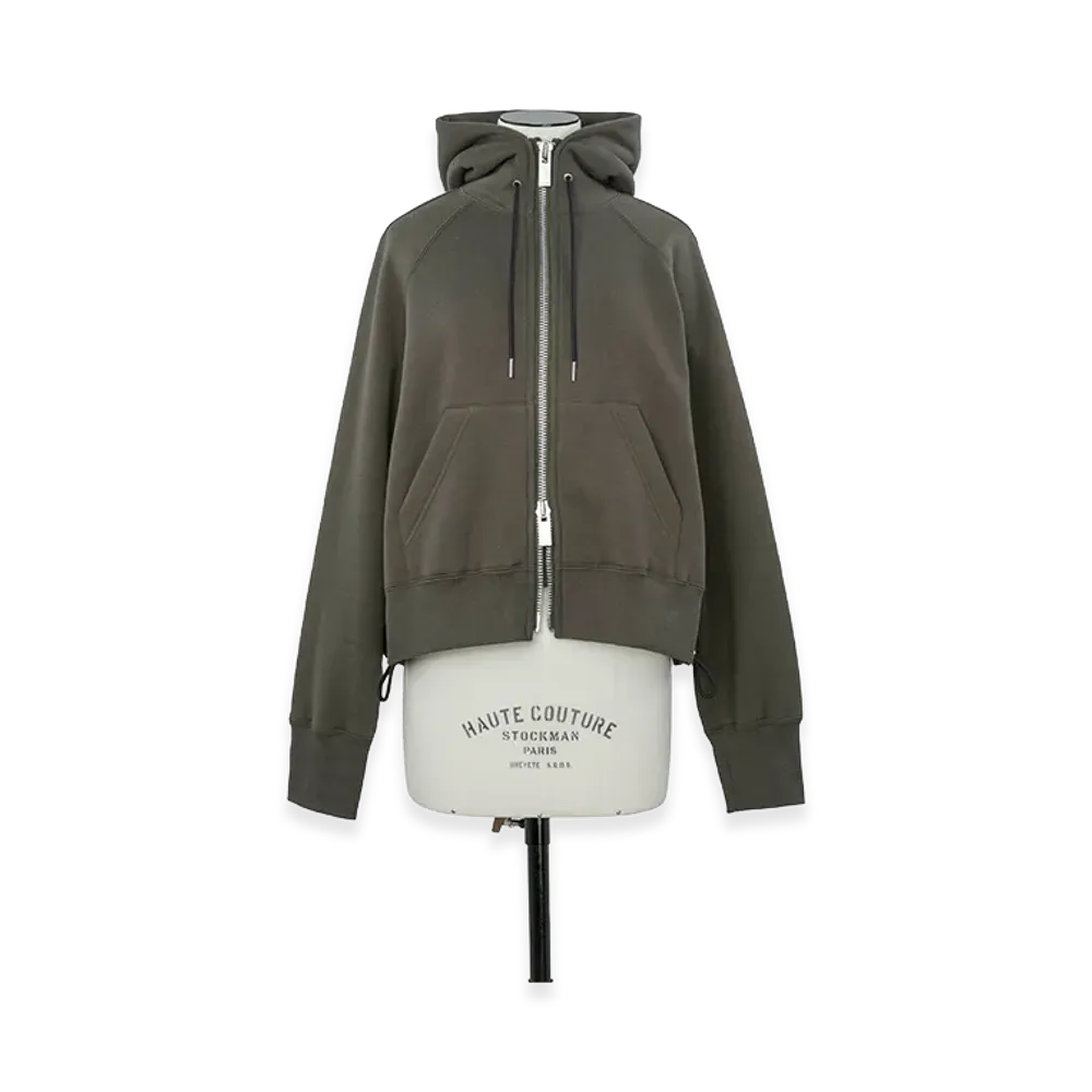 sacai Women's Cotton Jersey Hoodie "Khaki"
