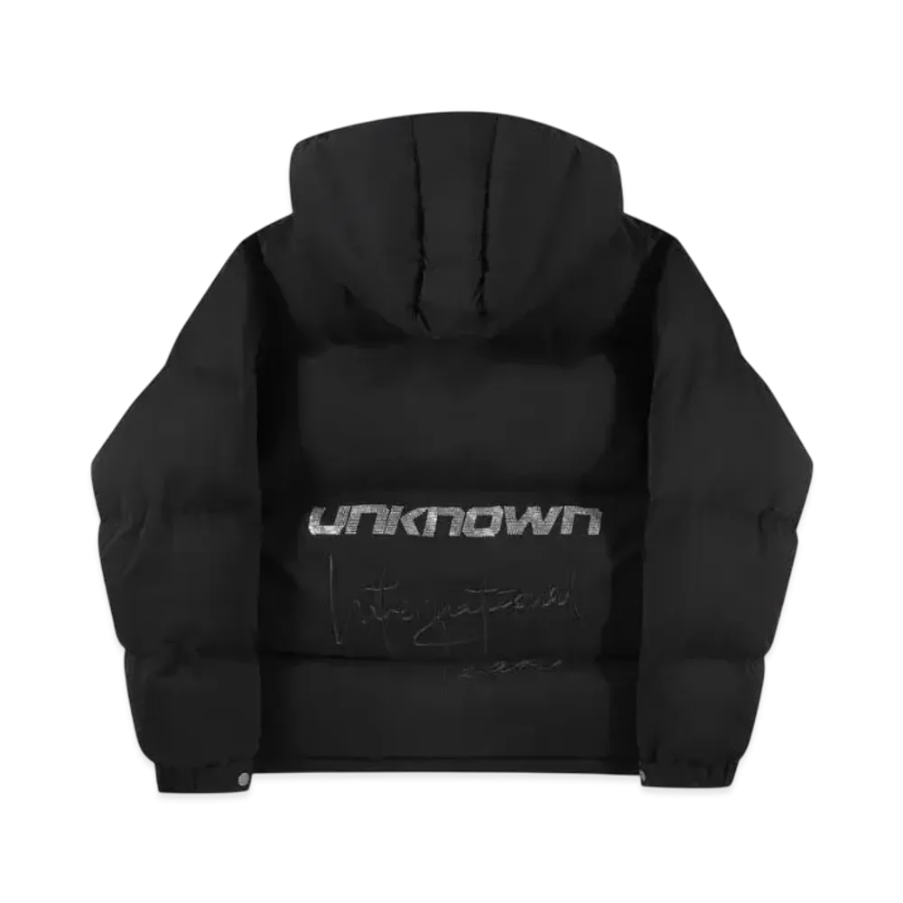 Unknown London Signature Rhinestone Puffer "Black"