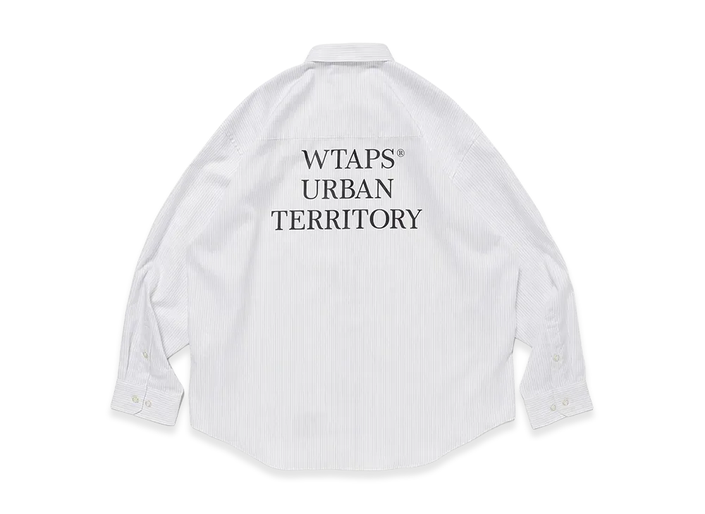 WTAPS BD 02 / LS / Cotton. Herringbone. Textile. Of "Blue"