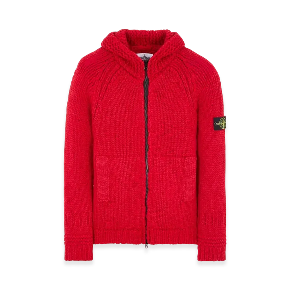Stone Island 544D4 Handmade Feel Hooded Knit Cardigan - 22FW "Red"