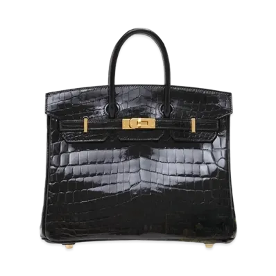 Hermes Birkin Crocodile Niloticus "Noir/Gold"