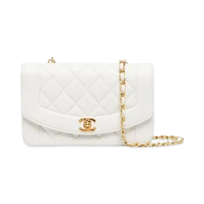 CHANEL Matelasse Diana Flap 22 Chain Shoulder Lambskin "White"