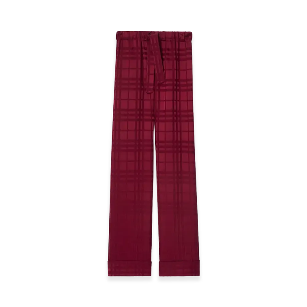 Burberry Women's Check Silk Pajama Trousers "Ripple Red"