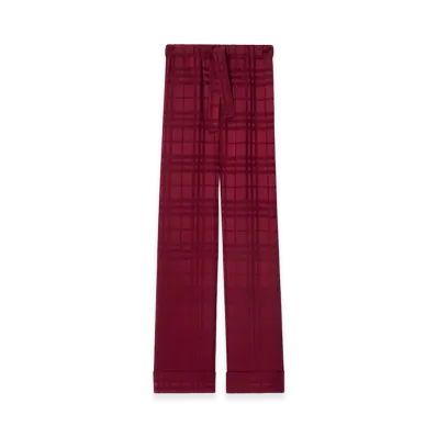 Burberry Women's Check Silk Pajama Trousers "Ripple Red"