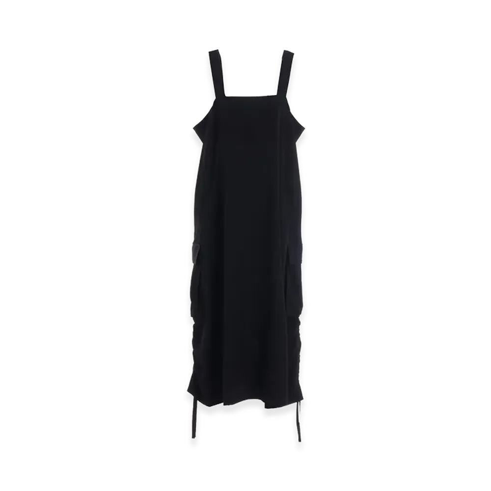 Y's Wool Gabardine Strap Dress "Black"