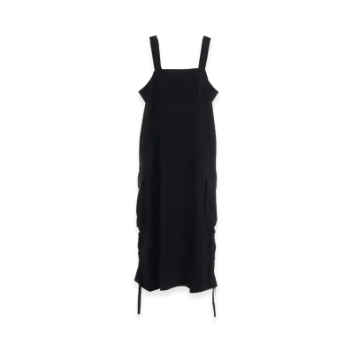 Y's Wool Gabardine Strap Dress "Black"
