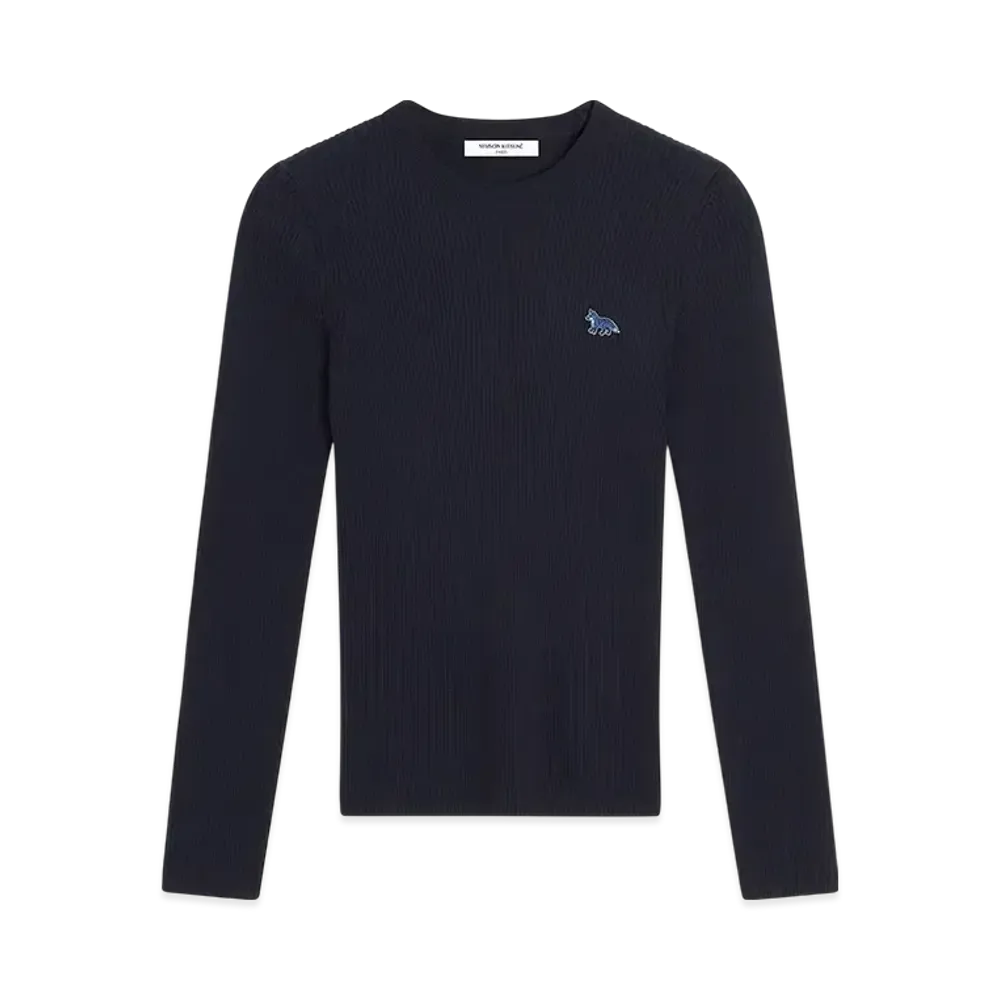 Maison Kitsune Baby Fox Patch Fine Rib Jumper "Navy"