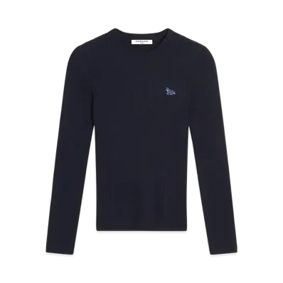 Maison Kitsune Baby Fox Patch Fine Rib Jumper "Navy"