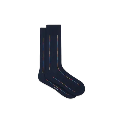 Paul Smith Artist Stripe Double Line Socks "Navy"