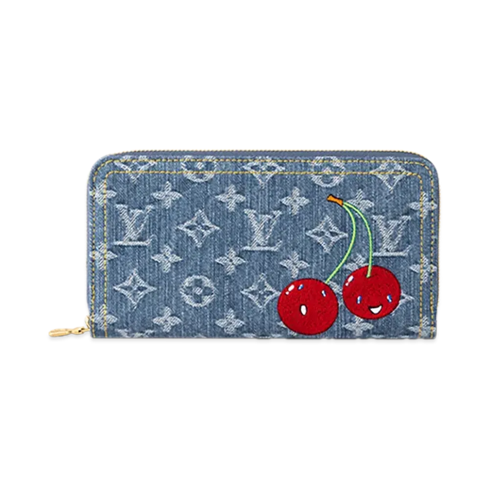 Louis Vuitton x Takashi Murakami Zippy Wallet "Cherry Denim Blue"