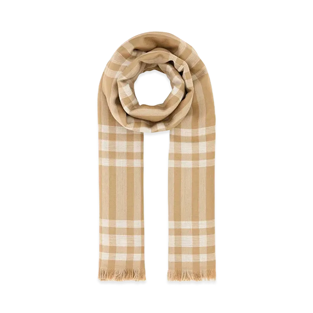 Burberry Women's Embroidered Wool Blend Scarf "Beige"