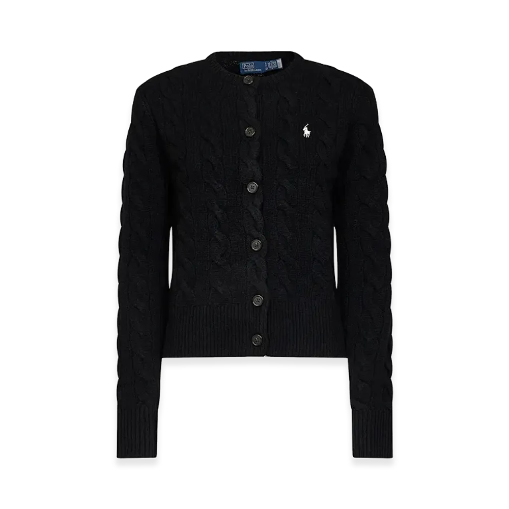 Polo Ralph Lauren Women's Cable-Knit Cardigan In Wool And Cashmere "Black"