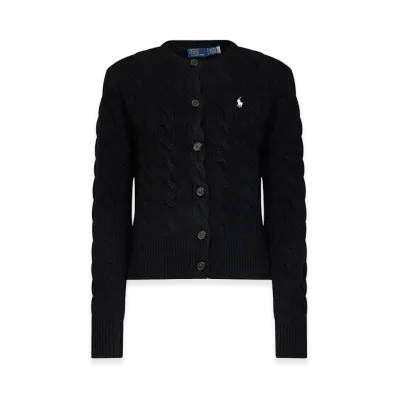 Polo Ralph Lauren Women's Cable-Knit Cardigan In Wool And Cashmere "Black"