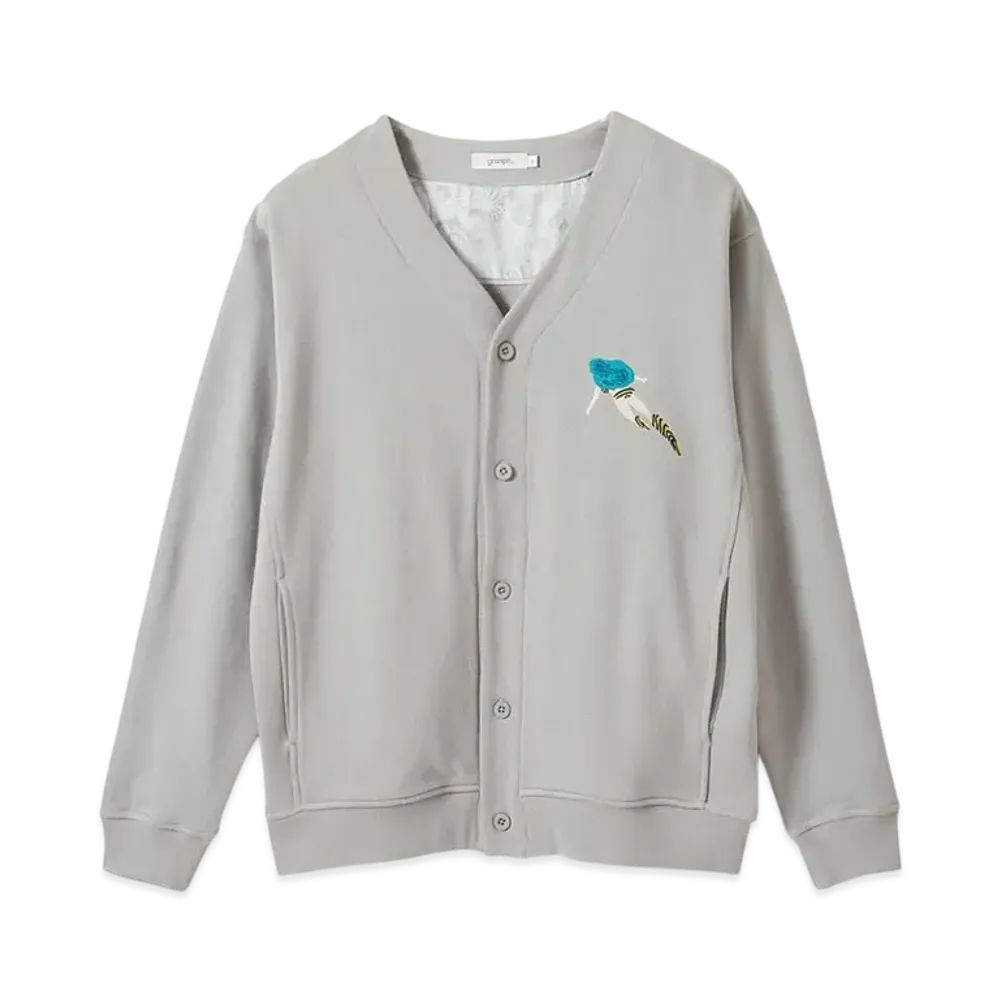 graniph x Urusei Yatsura Lamb & Ten Fleece Sweatshirt Cardigan "Light Gray"