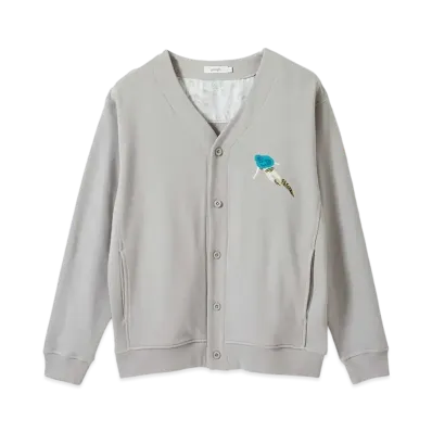 graniph x Urusei Yatsura Lamb & Ten Fleece Sweatshirt Cardigan "Light Gray"