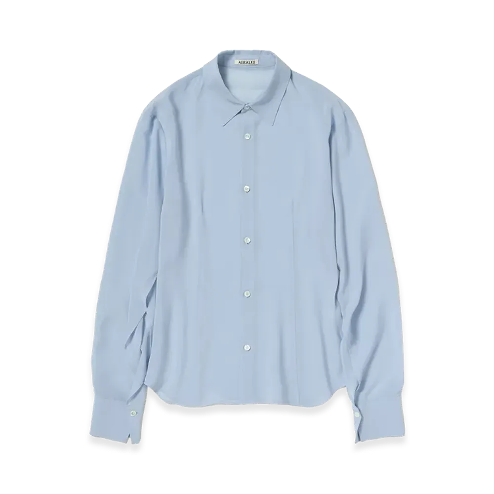 AURALEE Women's Airy Silk Georgette Shirt "Light Blue"