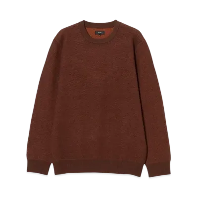 BEAMS 12 Gauge Waffle Crew Neck Knit "Brown"