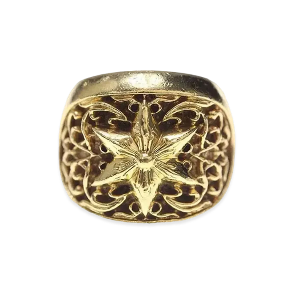 Chrome Hearts 22K Classic Oval Star Ring "Yellow Gold"
