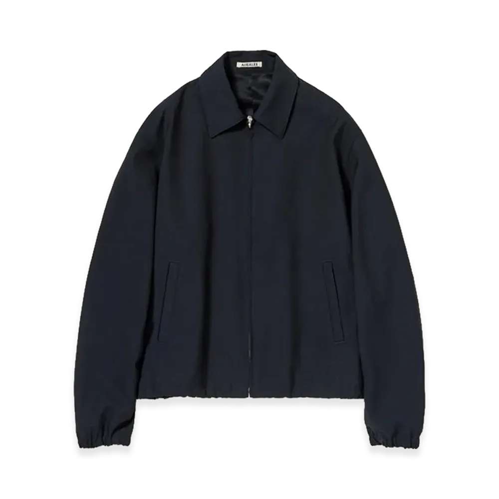 AURALEE Women's Wool Kid Mohair Hopsack Zip Blouson "Dark Navy"