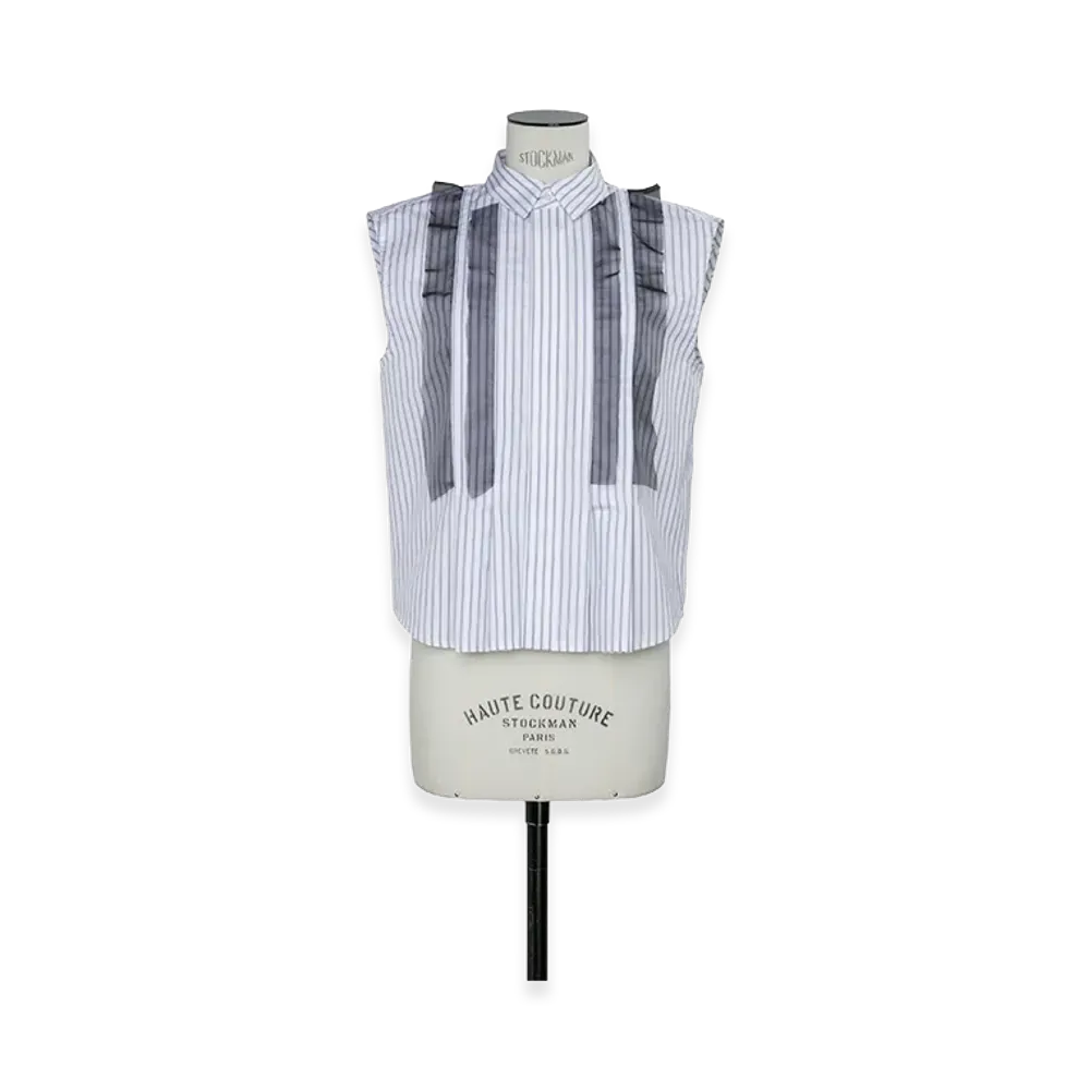 sacai Women's Poplin Shirt "Off White Stripe"