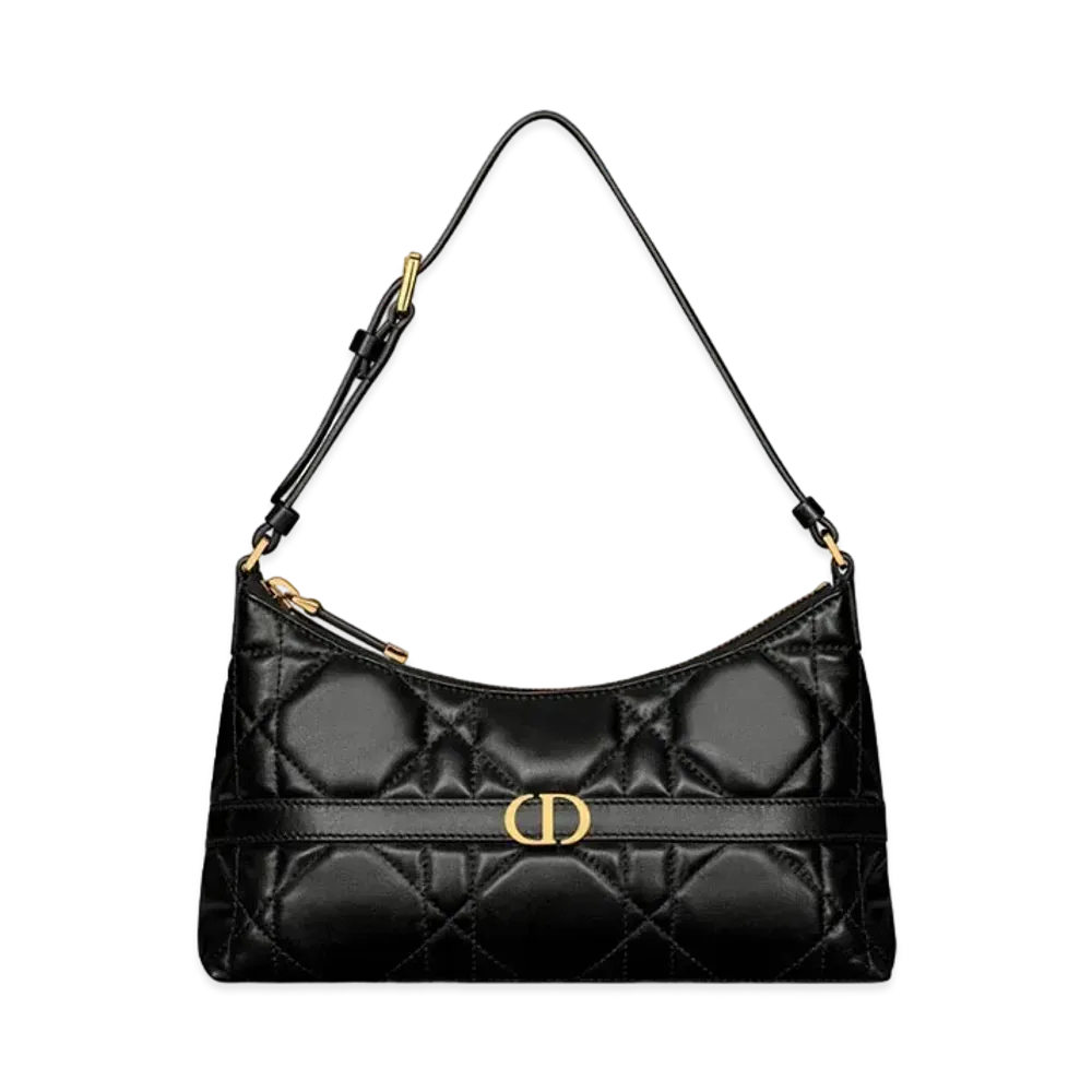 Dior Miss Caro Mini Hobo Shoulder Bag Macrocannage Lambskin "Black"