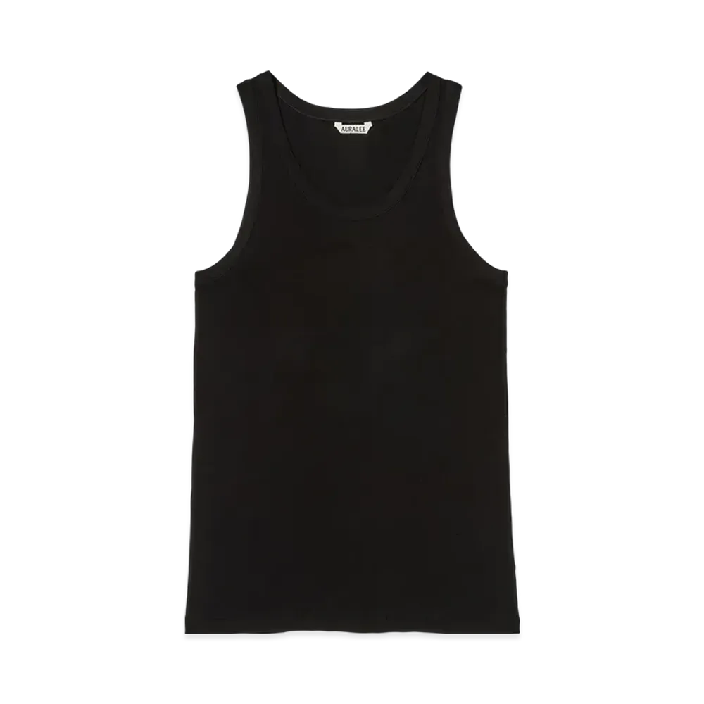 AURALEE Organic Soft Rib Tank Top "Black"