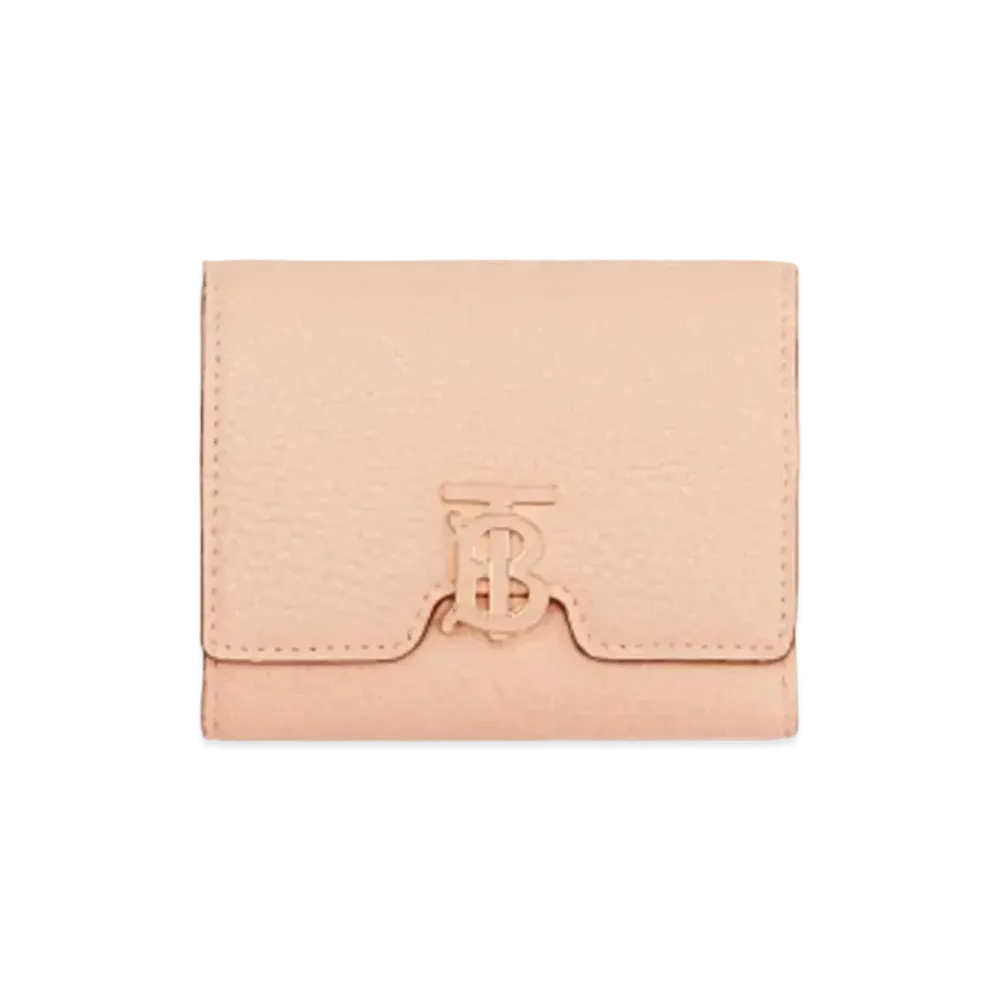 Burberry Grainy Leather TB Folding Wallet "Peach Pink"