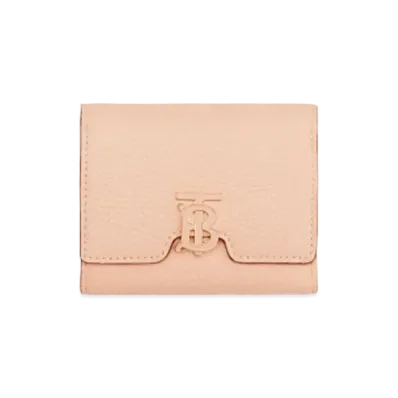 Burberry Grainy Leather TB Folding Wallet "Peach Pink"