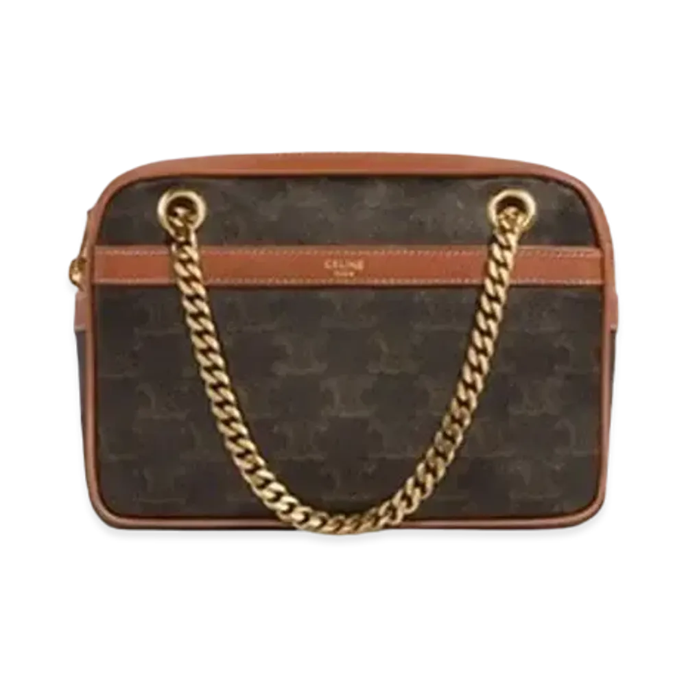 CELINE Small Patapans in Triomphe Canvas and Calfskin "Tan"
