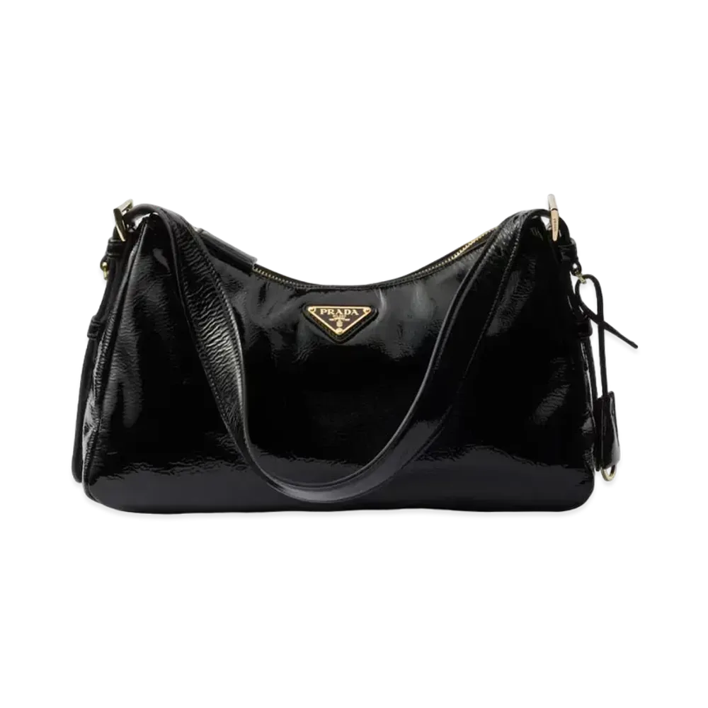 PRADA Aimee Medium Naplak Leather Shoulder Bag "Black"