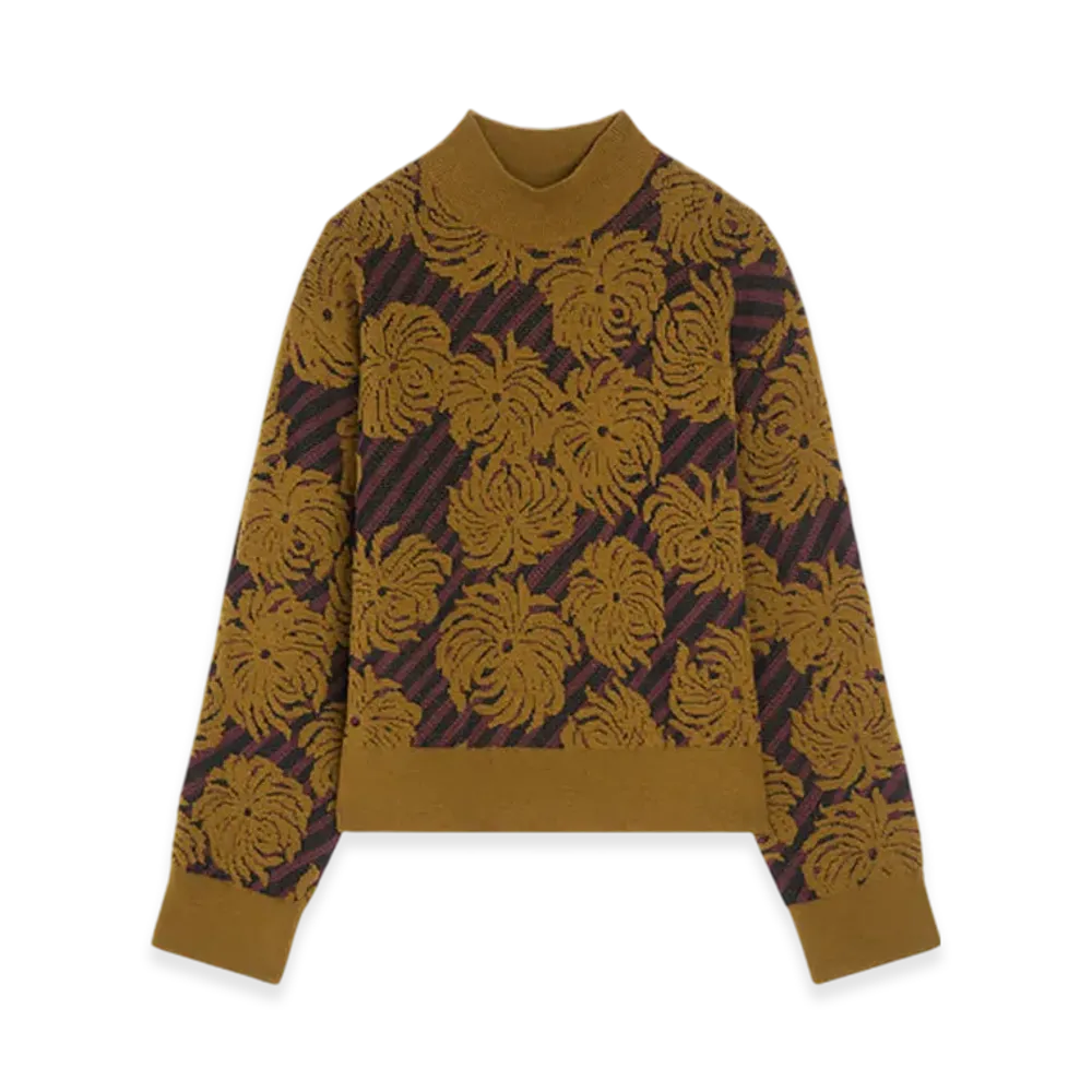 DRIES VAN NOTEN Women's Jacquard Wool Sweater "Khaki"