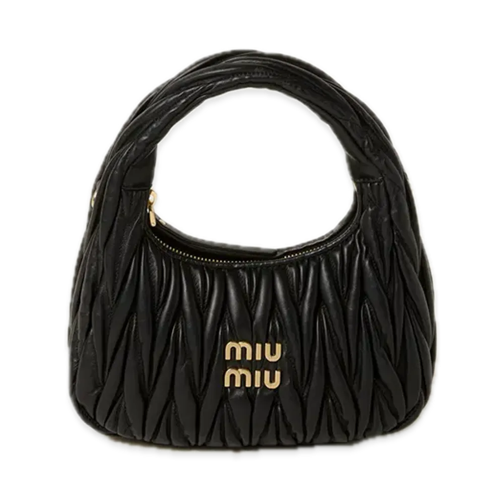 MIU MIU Wander Matelasse Leather Hobo Bag "Black"