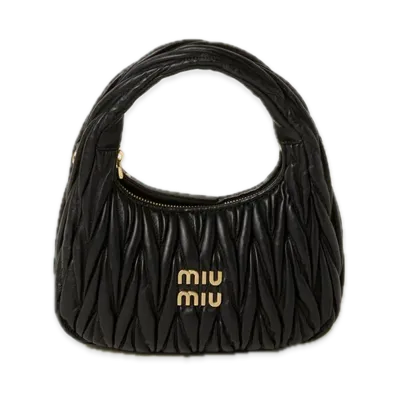 MIU MIU Wander Matelasse Leather Hobo Bag "Black"