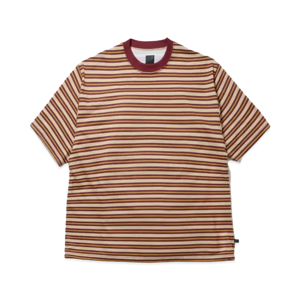 DAIWA PIER39 Tech Drawstring Multi Border S/S Tee "Burgundy x Mustard"