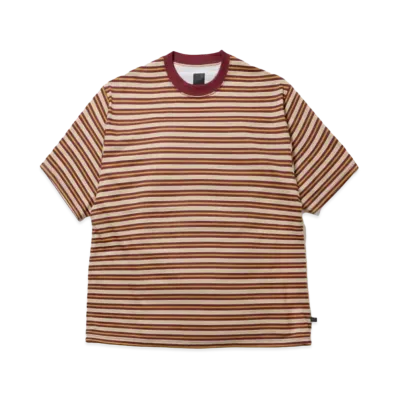 DAIWA PIER39 Tech Drawstring Multi Border S/S Tee "Burgundy x Mustard"