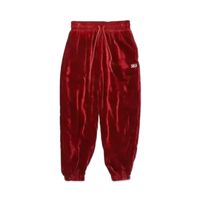 WIND AND SEA -Velour Track Pants- "Burgundy"