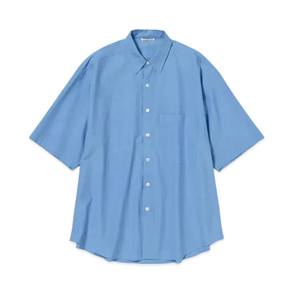 AURALEE Washed Finx Twill Big Half Sleeved Shirt "Blue"
