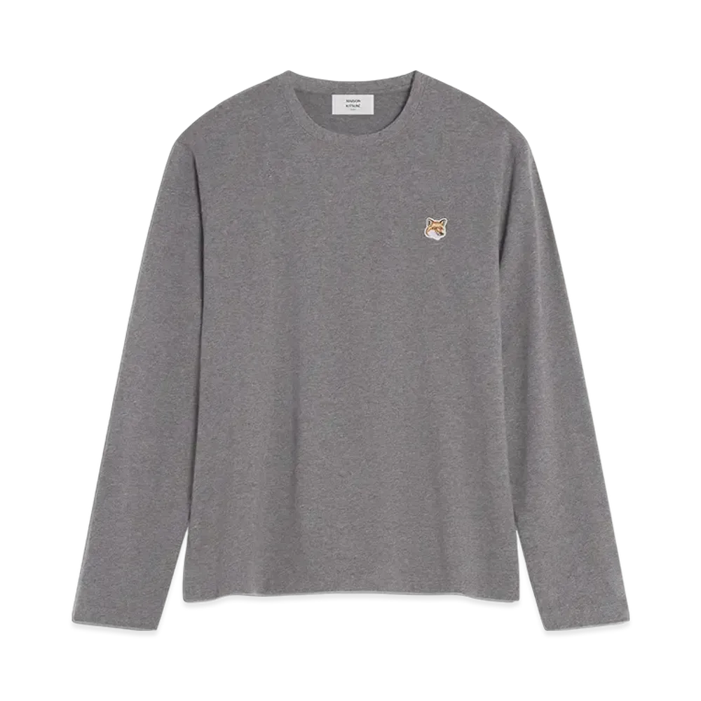 Maison Kitsune Fox Head Patch Regular Long Sleeve T-Shirt "Dark Grey Melange"