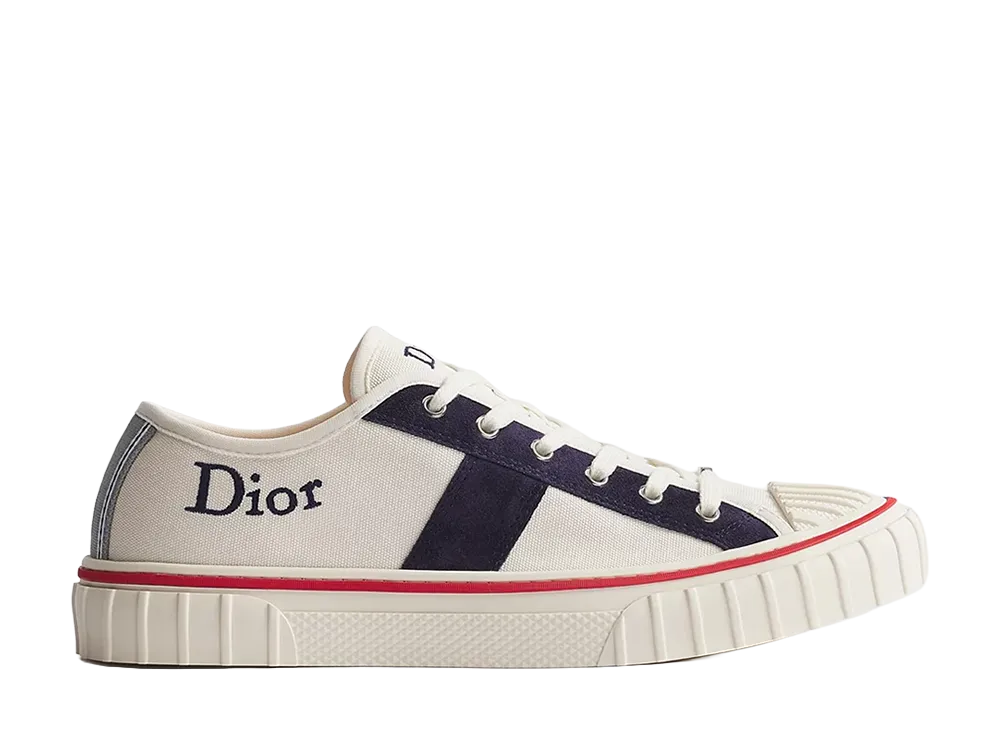 Dior Hooper Low-Top Sneaker in Canvas and Suede Calfskin "White"